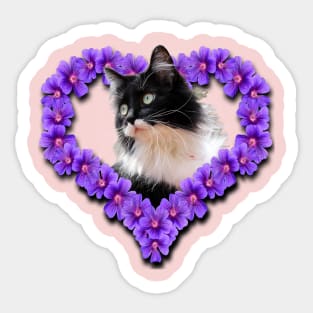 Floral cat nice t shirt purple flower Sticker